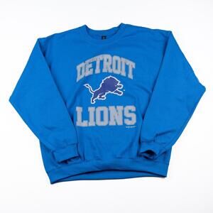 90s Reprint Detroit Lions NFL Crewneck Sweatshirt Blue Heavy Blend Men’s Large